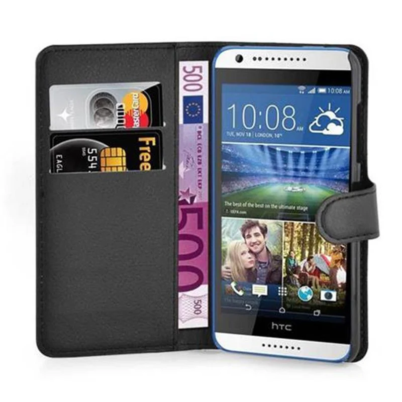 Cadorabo Hülle kompatibel mit HTC Desire 620 Schutzhülle mit Magnetverschluss, Standfunktion und Kartenfach