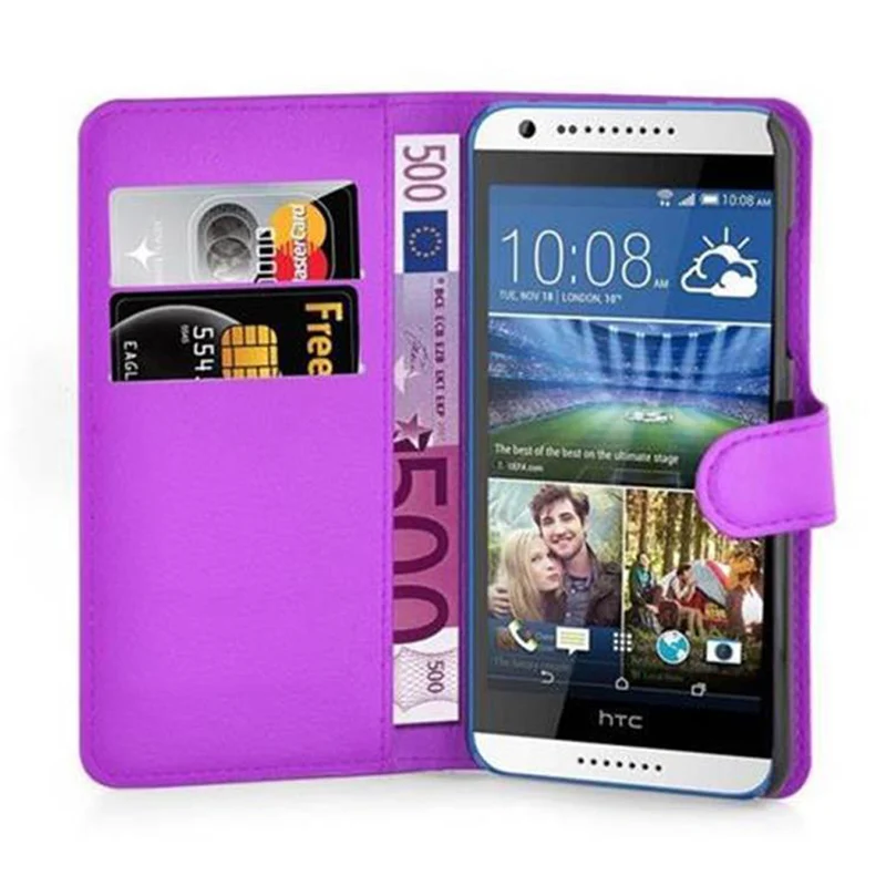 Cadorabo Hülle kompatibel mit HTC Desire 620 Schutzhülle mit Magnetverschluss, Standfunktion und Kartenfach