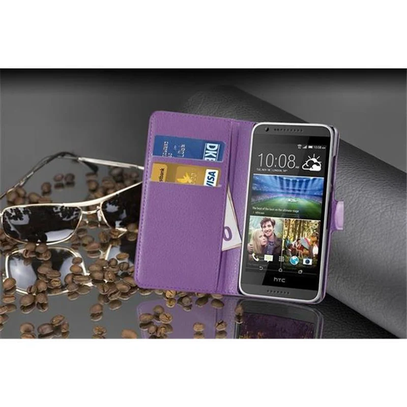 Cadorabo Hülle kompatibel mit HTC Desire 620 Schutzhülle mit Magnetverschluss, Standfunktion und Kartenfach