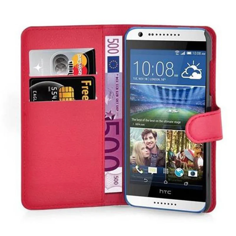 Cadorabo Hülle kompatibel mit HTC Desire 620 Schutzhülle mit Magnetverschluss, Standfunktion und Kartenfach