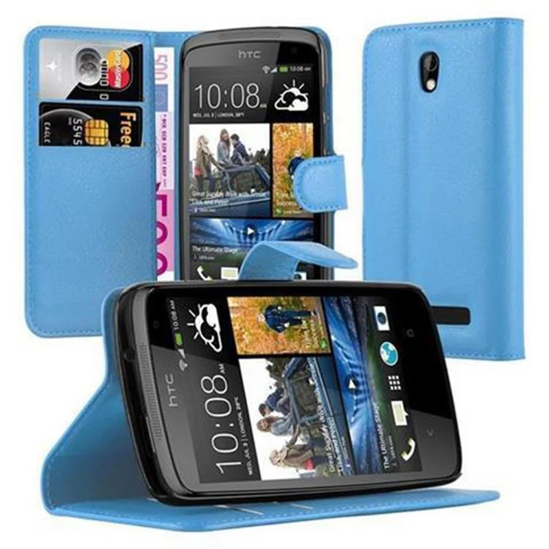 Cadorabo Hülle kompatibel mit HTC Desire 500 Schutzhülle mit Magnetverschluss, Standfunktion und Kartenfach