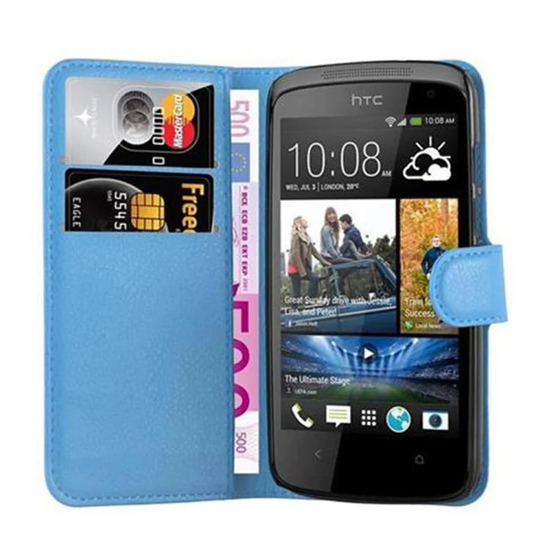 Cadorabo Hülle kompatibel mit HTC Desire 500 Schutzhülle mit Magnetverschluss, Standfunktion und Kartenfach