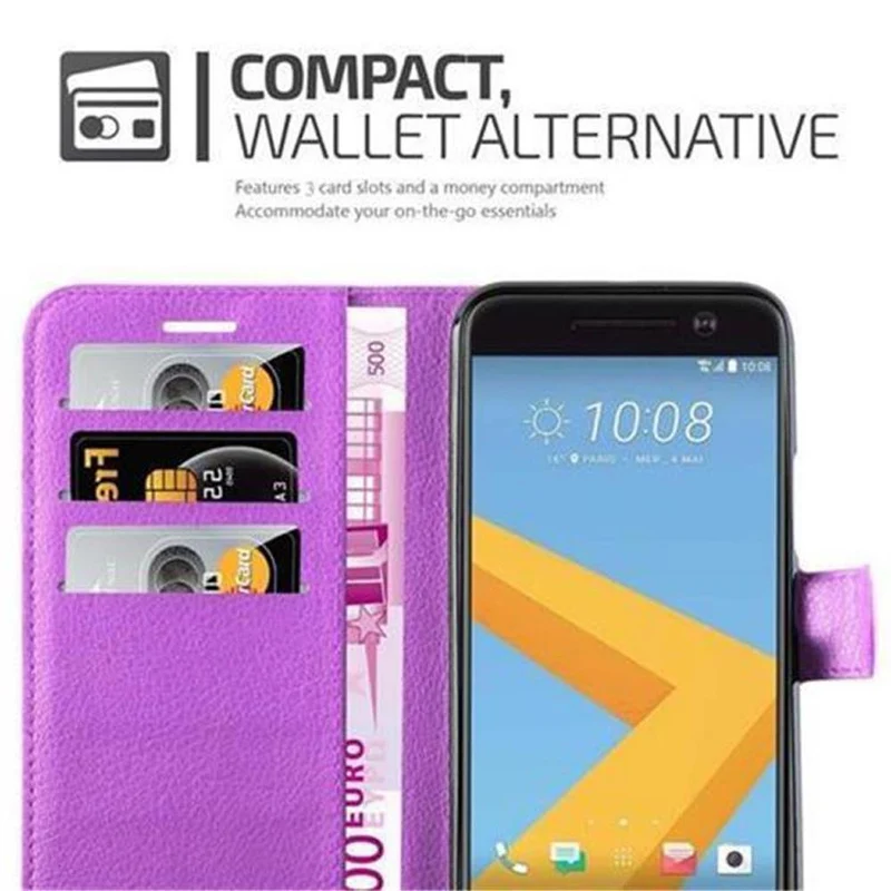 Cadorabo Hülle kompatibel mit HTC ONE M10 Schutzhülle mit Magnetverschluss, Standfunktion und Kartenfach