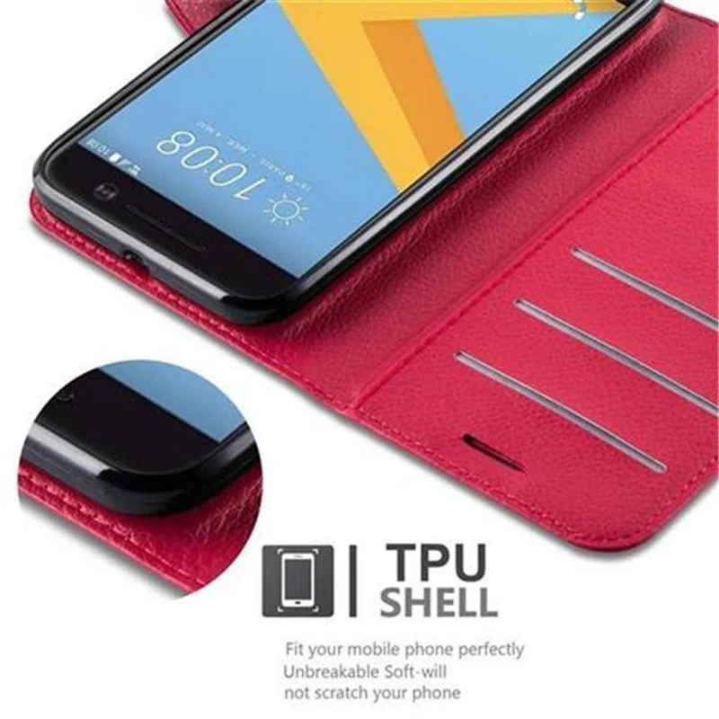 Cadorabo Hülle kompatibel mit HTC ONE M10 Schutzhülle mit Magnetverschluss, Standfunktion und Kartenfach