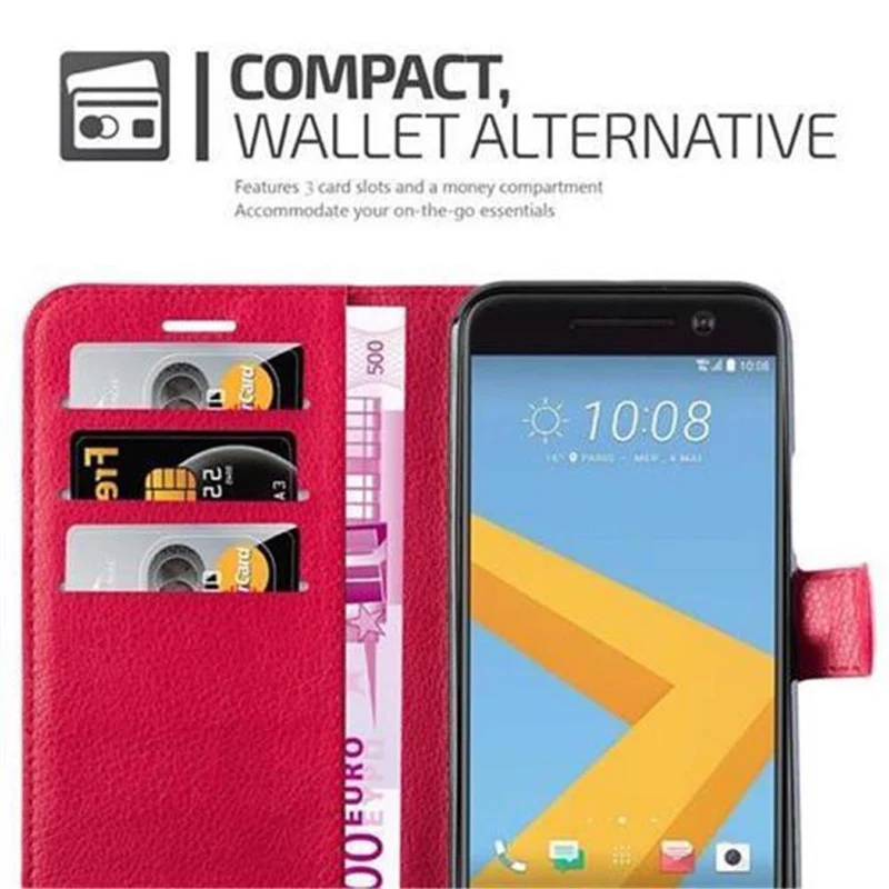 Cadorabo Hülle kompatibel mit HTC ONE M10 Schutzhülle mit Magnetverschluss, Standfunktion und Kartenfach