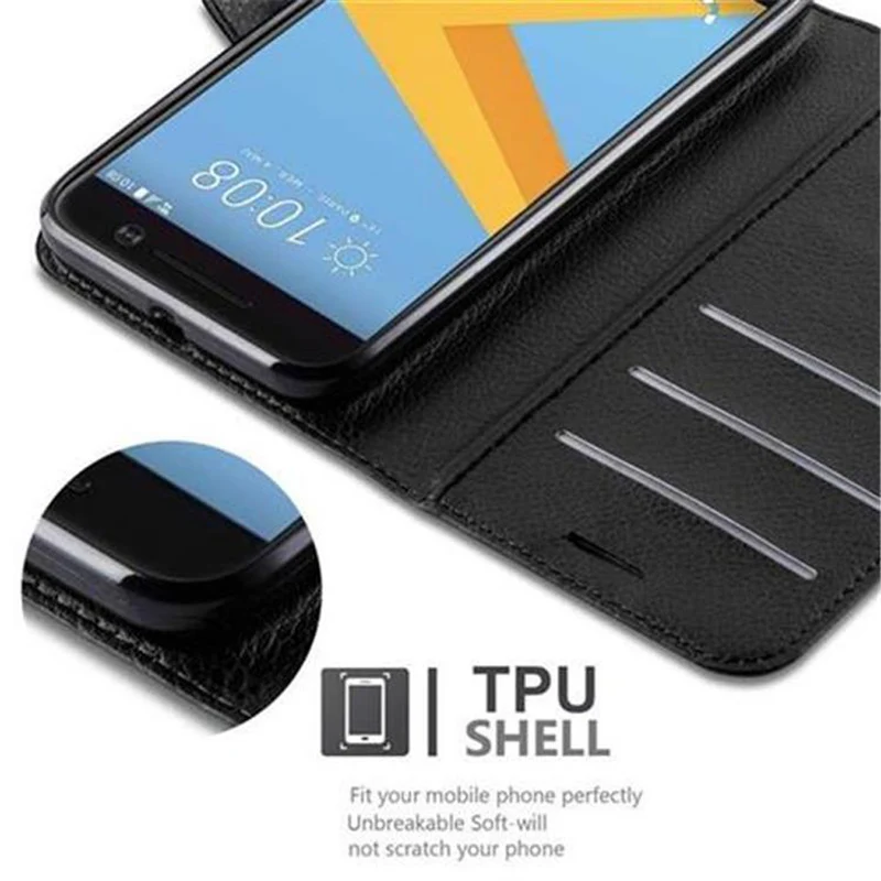 Cadorabo Hülle kompatibel mit HTC ONE M10 Schutzhülle mit Magnetverschluss, Standfunktion und Kartenfach
