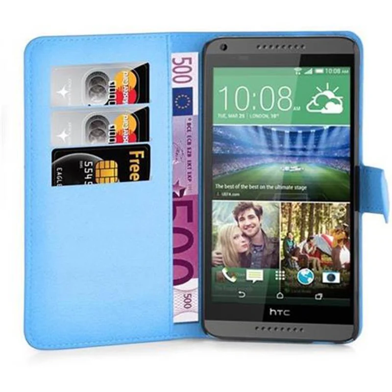 Cadorabo Hülle kompatibel mit HTC Desire 820 Schutzhülle mit Magnetverschluss, Standfunktion und Kartenfach