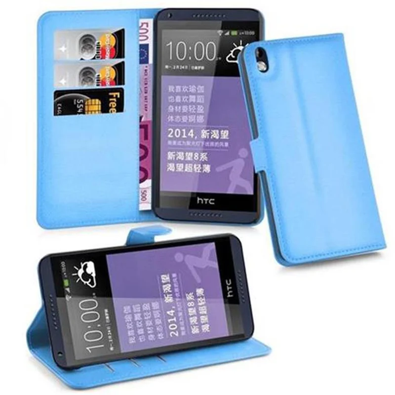 Cadorabo Hülle kompatibel mit HTC Desire 816 Schutzhülle mit Magnetverschluss, Standfunktion und Kartenfach