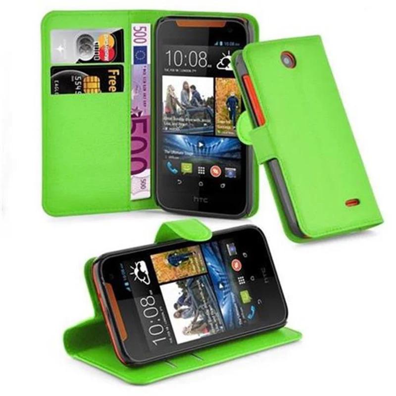 Cadorabo Hülle kompatibel mit HTC Desire 310 Schutzhülle mit Magnetverschluss, Standfunktion und Kartenfach