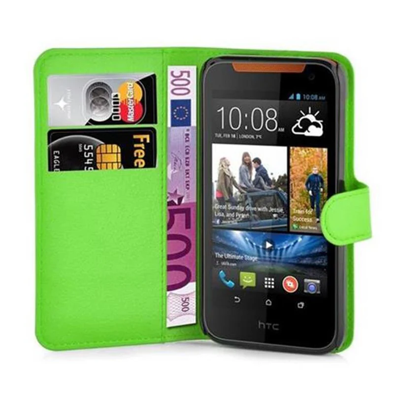 Cadorabo Hülle kompatibel mit HTC Desire 310 Schutzhülle mit Magnetverschluss, Standfunktion und Kartenfach