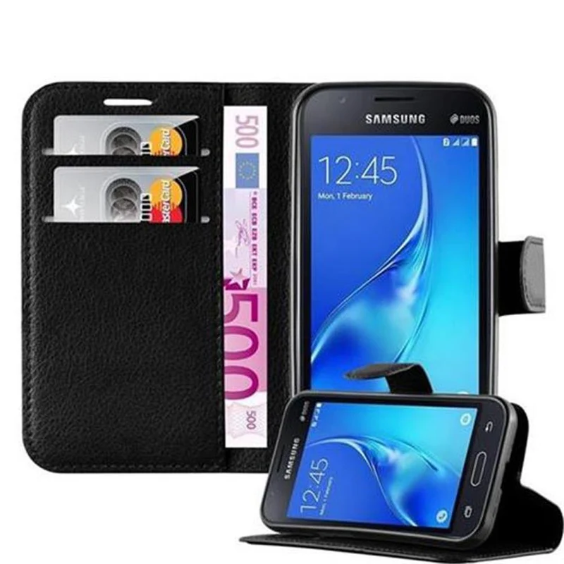 Cadorabo Hülle kompatibel mit Samsung Galaxy J1 MINI Schutzhülle mit Magnetverschluss, Standfunktion und Kartenfach
