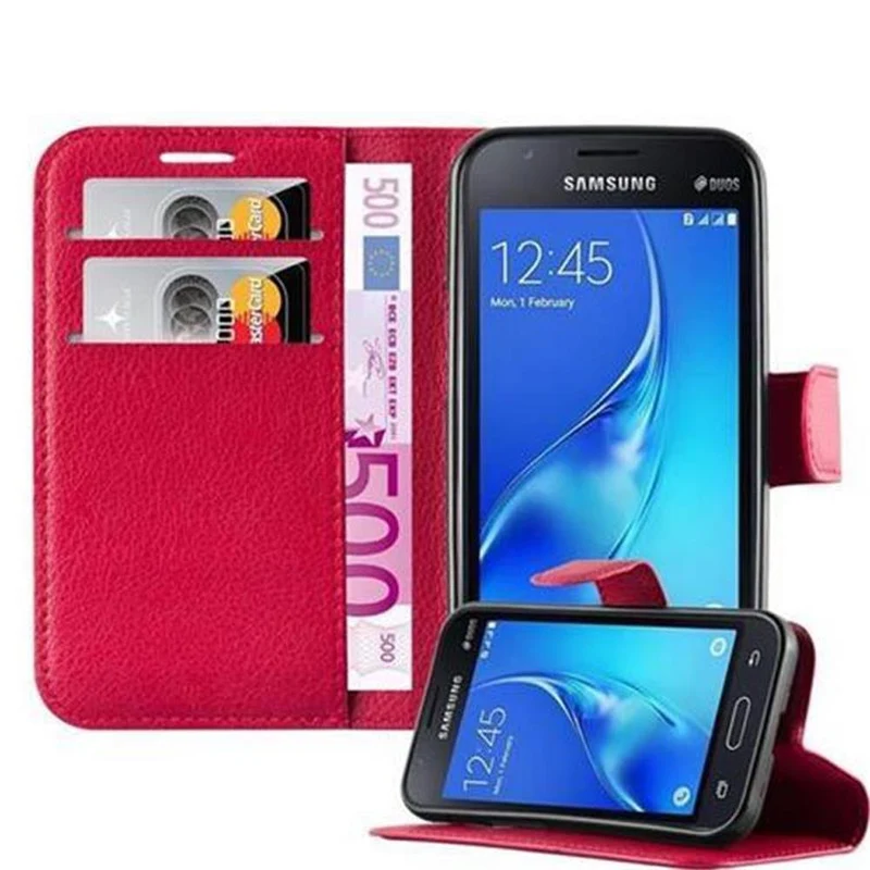 Cadorabo Hülle kompatibel mit Samsung Galaxy J1 MINI Schutzhülle mit Magnetverschluss, Standfunktion und Kartenfach