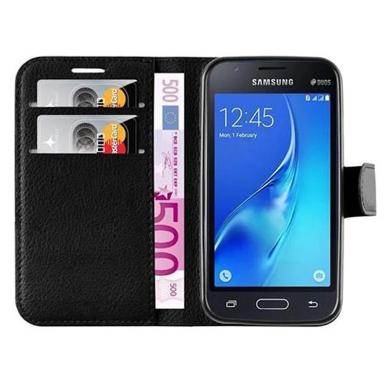 Cadorabo Hülle kompatibel mit Samsung Galaxy J1 MINI Schutzhülle mit Magnetverschluss, Standfunktion und Kartenfach