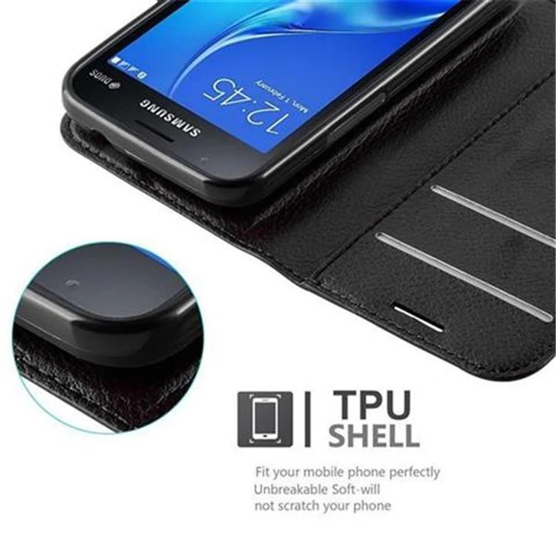 Cadorabo Hülle kompatibel mit Samsung Galaxy J1 MINI Schutzhülle mit Magnetverschluss, Standfunktion und Kartenfach