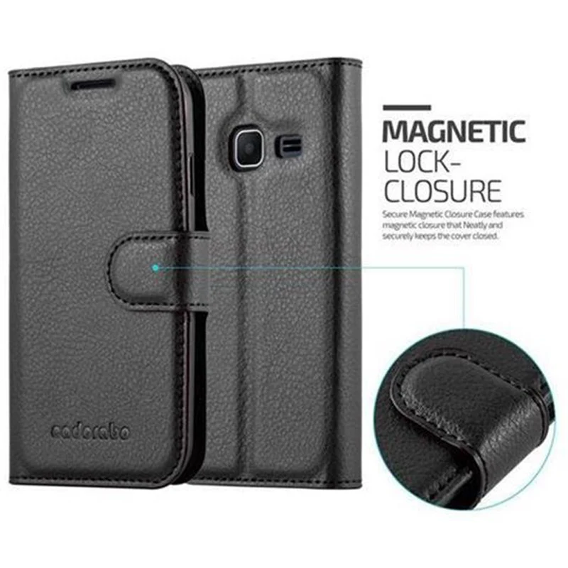 Cadorabo Hülle kompatibel mit Samsung Galaxy J1 MINI Schutzhülle mit Magnetverschluss, Standfunktion und Kartenfach