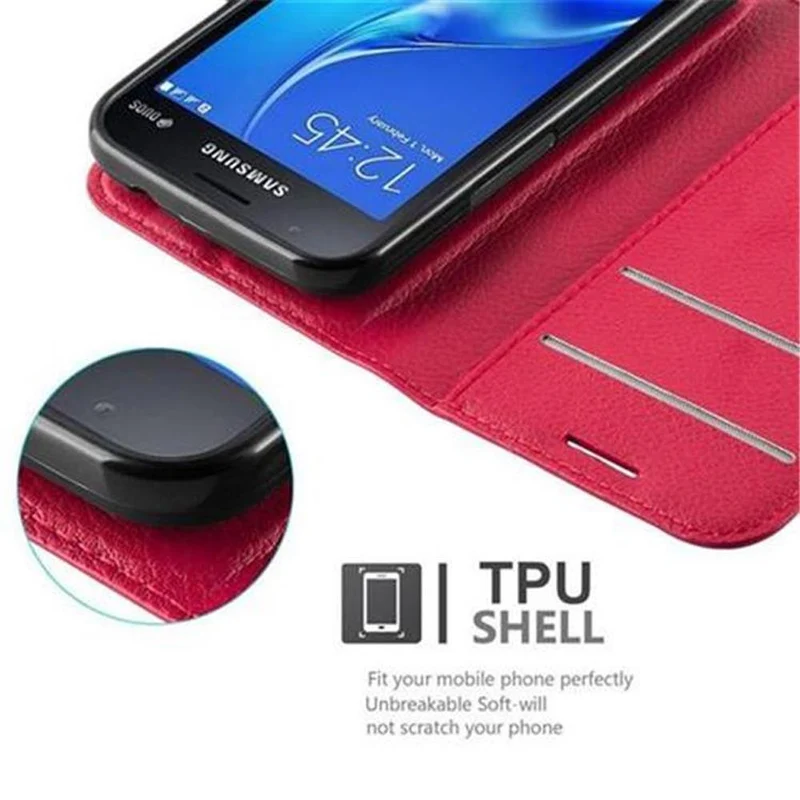 Cadorabo Hülle kompatibel mit Samsung Galaxy J1 MINI Schutzhülle mit Magnetverschluss, Standfunktion und Kartenfach