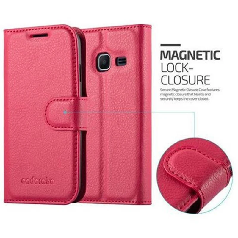 Cadorabo Hülle kompatibel mit Samsung Galaxy J1 MINI Schutzhülle mit Magnetverschluss, Standfunktion und Kartenfach