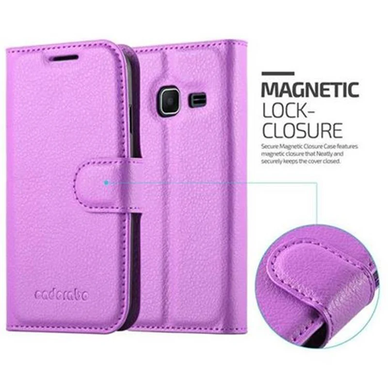 Cadorabo Hülle kompatibel mit Samsung Galaxy J1 MINI Schutzhülle mit Magnetverschluss, Standfunktion und Kartenfach