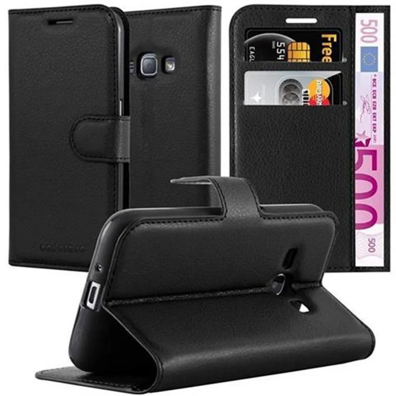 Cadorabo Hülle kompatibel mit Samsung Galaxy J1 2016 Schutzhülle mit Magnetverschluss, Standfunktion und Kartenfach