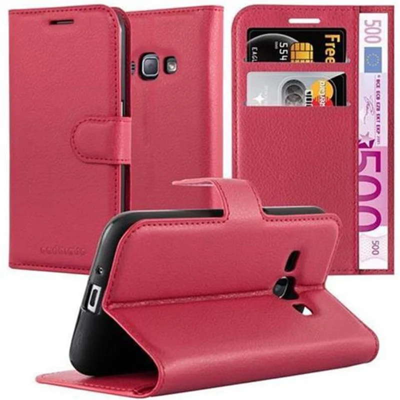 Cadorabo Hülle kompatibel mit Samsung Galaxy J1 2016 Schutzhülle mit Magnetverschluss, Standfunktion und Kartenfach