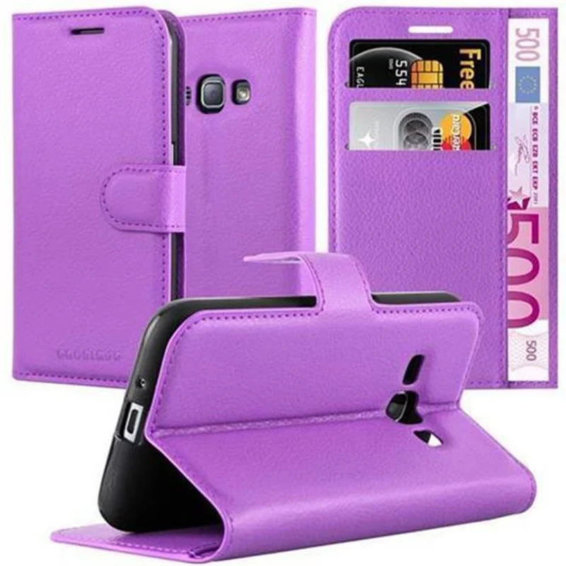 Cadorabo Hülle kompatibel mit Samsung Galaxy J1 2016 Schutzhülle mit Magnetverschluss, Standfunktion und Kartenfach