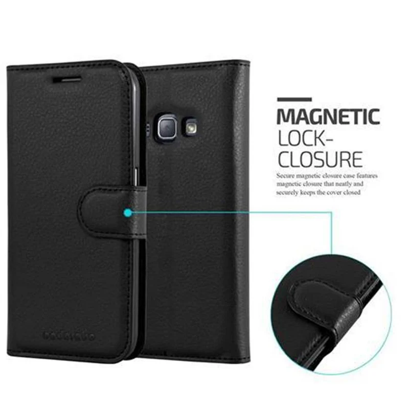 Cadorabo Hülle kompatibel mit Samsung Galaxy J1 2016 Schutzhülle mit Magnetverschluss, Standfunktion und Kartenfach
