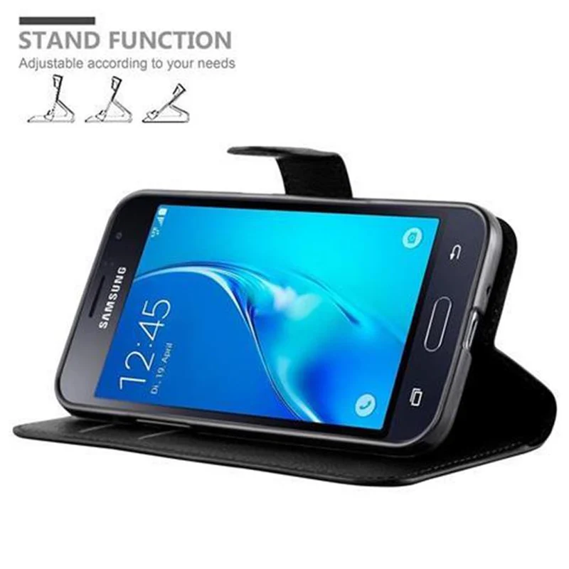 Cadorabo Hülle kompatibel mit Samsung Galaxy J1 2016 Schutzhülle mit Magnetverschluss, Standfunktion und Kartenfach