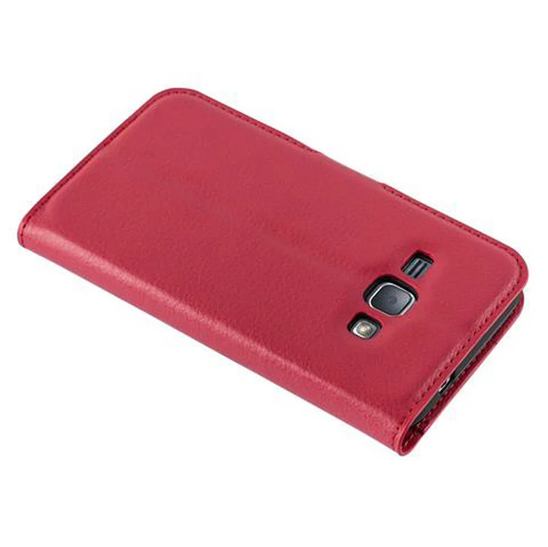 Cadorabo Hülle kompatibel mit Samsung Galaxy J1 2016 Schutzhülle mit Magnetverschluss, Standfunktion und Kartenfach