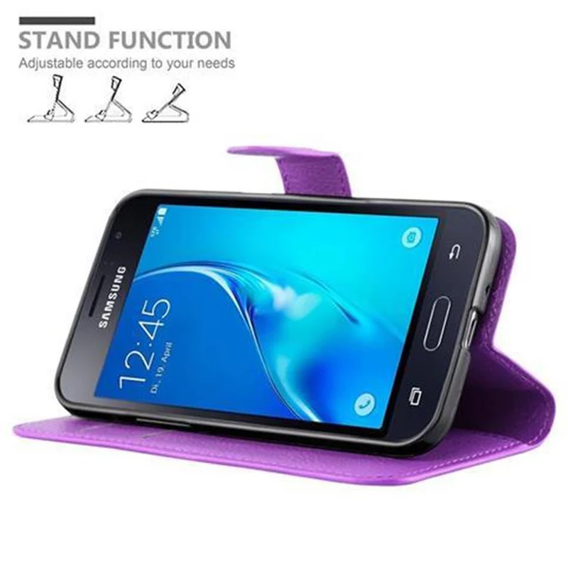 Cadorabo Hülle kompatibel mit Samsung Galaxy J1 2016 Schutzhülle mit Magnetverschluss, Standfunktion und Kartenfach