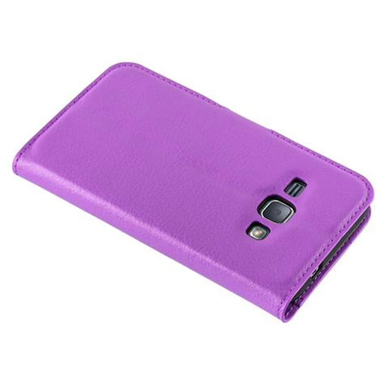 Cadorabo Hülle kompatibel mit Samsung Galaxy J1 2016 Schutzhülle mit Magnetverschluss, Standfunktion und Kartenfach