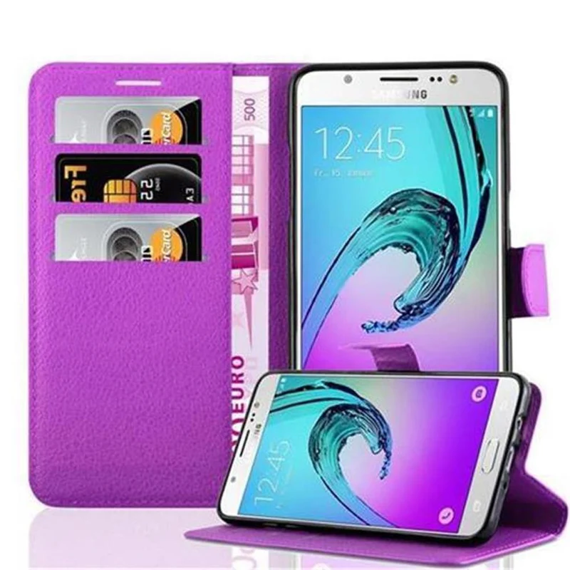 Cadorabo Hülle kompatibel mit Samsung Galaxy J7 2016 Schutzhülle mit Magnetverschluss, Standfunktion und Kartenfach