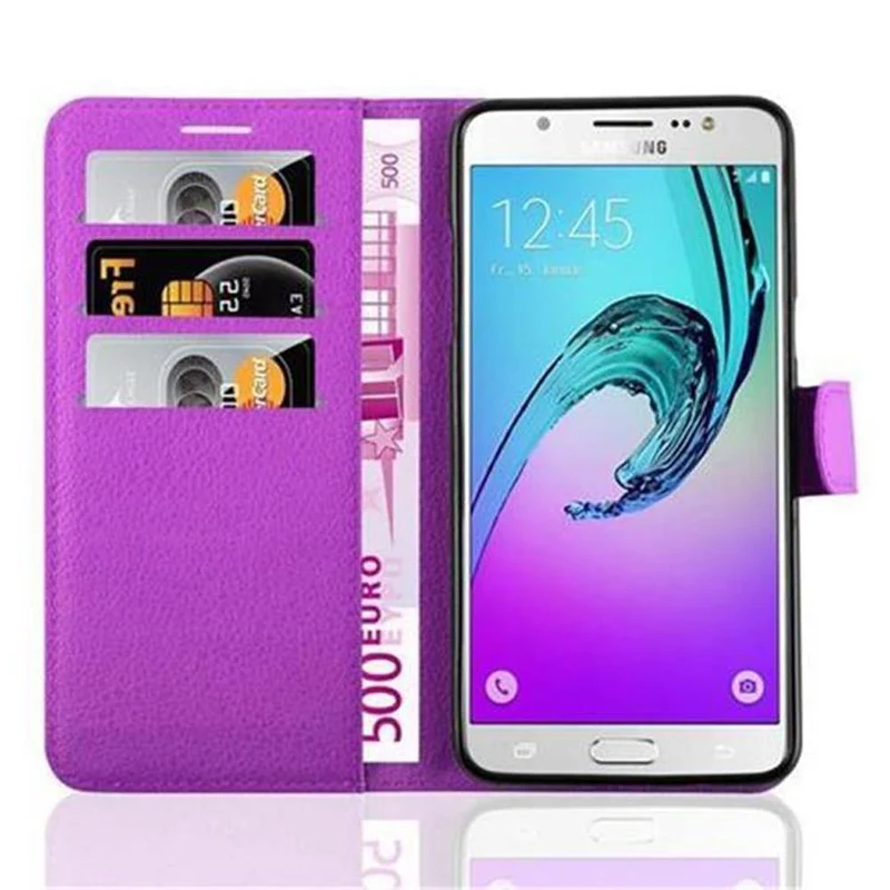 Cadorabo Hülle kompatibel mit Samsung Galaxy J7 2016 Schutzhülle mit Magnetverschluss, Standfunktion und Kartenfach