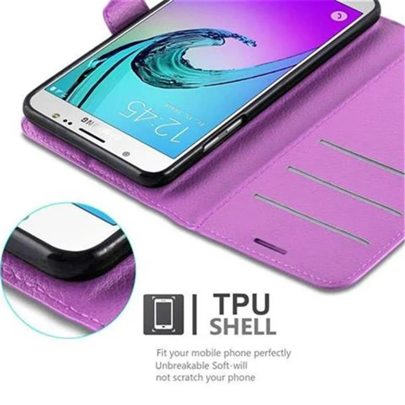Cadorabo Hülle kompatibel mit Samsung Galaxy J5 2016 Schutzhülle mit Magnetverschluss, Standfunktion und Kartenfach
