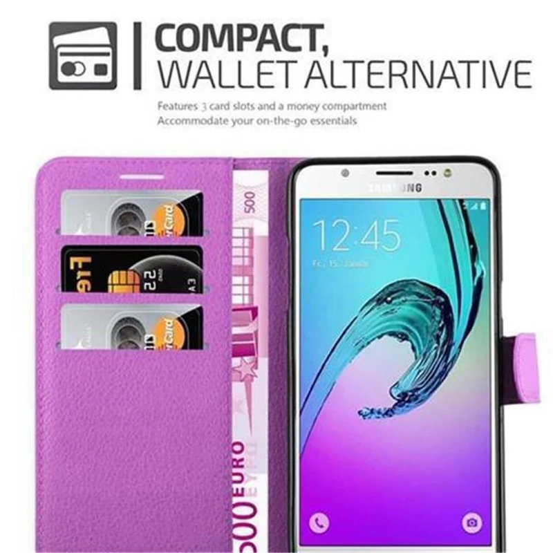 Cadorabo Hülle kompatibel mit Samsung Galaxy J5 2016 Schutzhülle mit Magnetverschluss, Standfunktion und Kartenfach