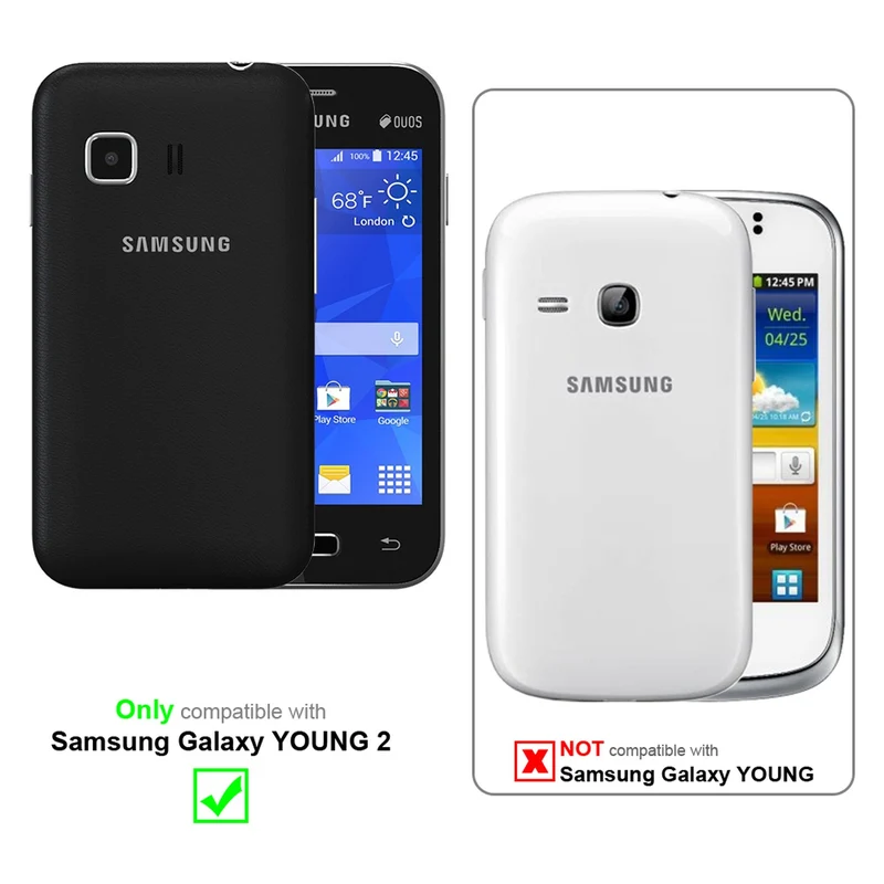 Cadorabo Hülle kompatibel mit Samsung Galaxy YOUNG 2 Schutzhülle mit Magnetverschluss, Standfunktion und Kartenfach