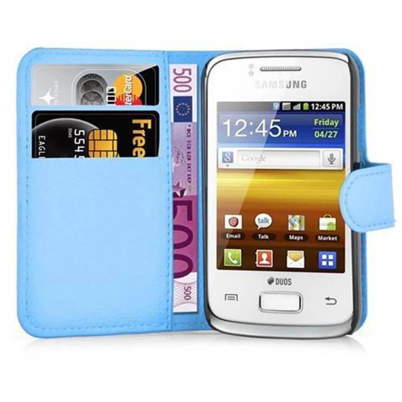 Cadorabo Hülle kompatibel mit Samsung Galaxy YOUNG 2 Schutzhülle mit Magnetverschluss, Standfunktion und Kartenfach