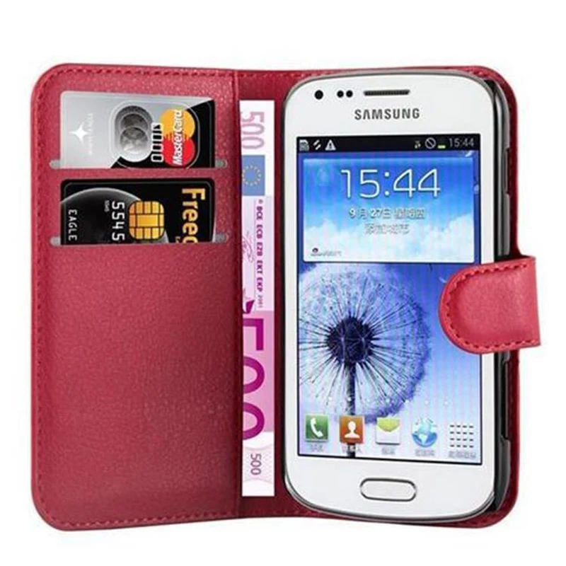 Cadorabo Hülle kompatibel mit Samsung Galaxy TREND DUOS Schutzhülle mit Magnetverschluss, Standfunktion und Kartenfach