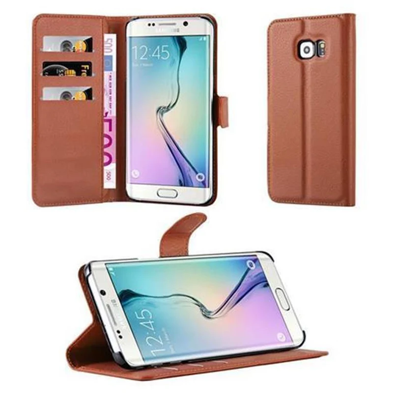 Cadorabo Hülle kompatibel mit Samsung Galaxy S6 EDGE PLUS Schutzhülle mit Magnetverschluss, Standfunktion und Kartenfach