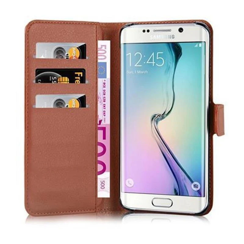 Cadorabo Hülle kompatibel mit Samsung Galaxy S6 EDGE PLUS Schutzhülle mit Magnetverschluss, Standfunktion und Kartenfach