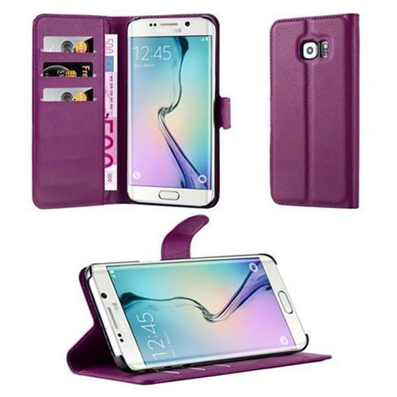 Cadorabo Hülle kompatibel mit Samsung Galaxy S6 EDGE Schutzhülle mit Magnetverschluss, Standfunktion und Kartenfach