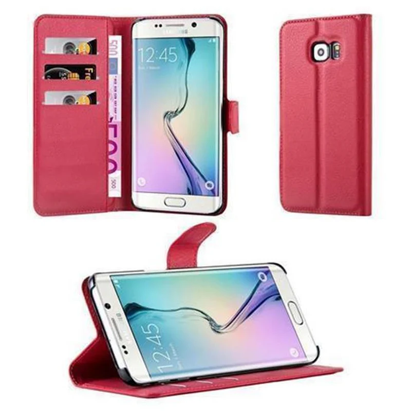 Cadorabo Hülle kompatibel mit Samsung Galaxy S6 EDGE Schutzhülle mit Magnetverschluss, Standfunktion und Kartenfach