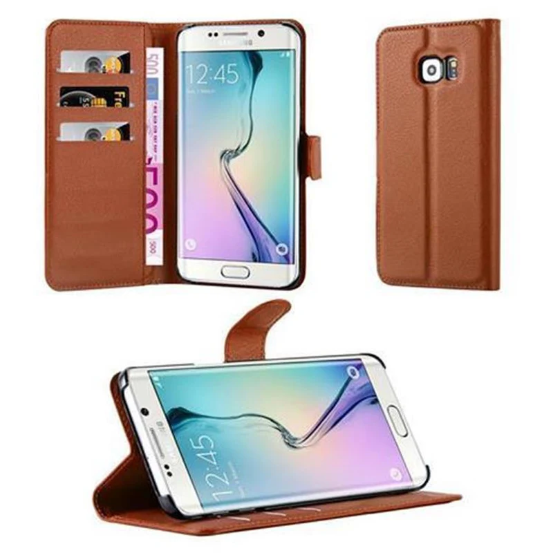 Cadorabo Hülle kompatibel mit Samsung Galaxy S6 EDGE Schutzhülle mit Magnetverschluss, Standfunktion und Kartenfach