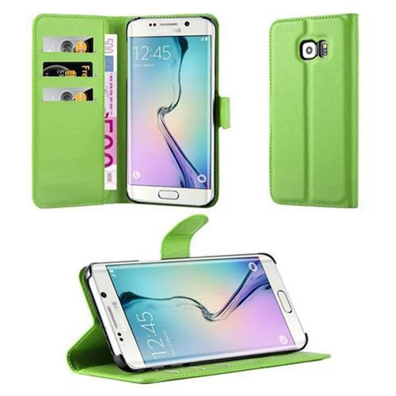 Cadorabo Hülle kompatibel mit Samsung Galaxy S6 EDGE Schutzhülle mit Magnetverschluss, Standfunktion und Kartenfach