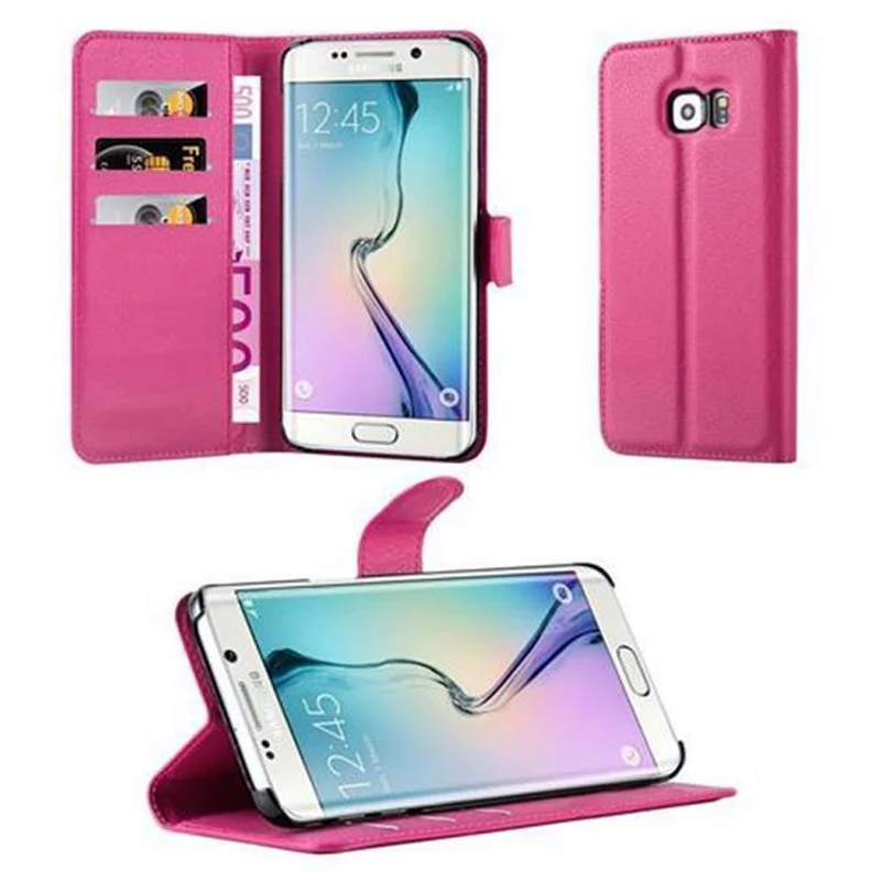Cadorabo Hülle kompatibel mit Samsung Galaxy S6 EDGE Schutzhülle mit Magnetverschluss, Standfunktion und Kartenfach