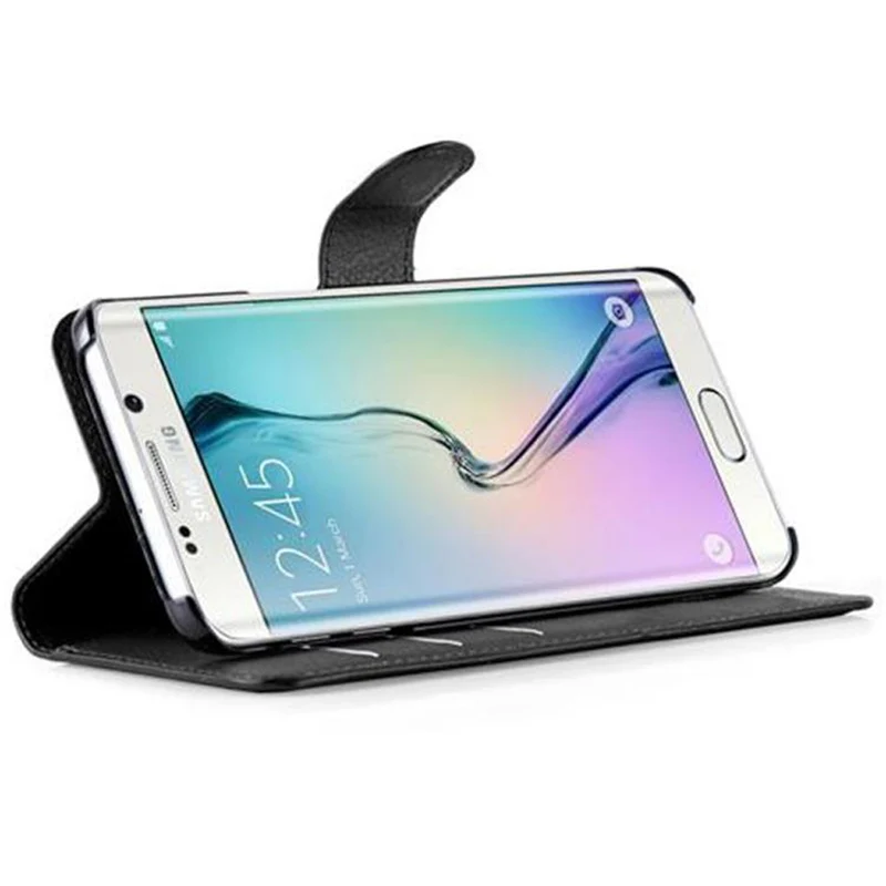Cadorabo Hülle kompatibel mit Samsung Galaxy S6 EDGE Schutzhülle mit Magnetverschluss, Standfunktion und Kartenfach