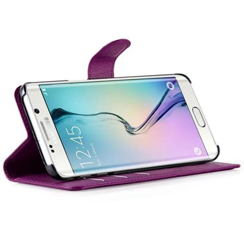 Cadorabo Hülle kompatibel mit Samsung Galaxy S6 EDGE Schutzhülle mit Magnetverschluss, Standfunktion und Kartenfach