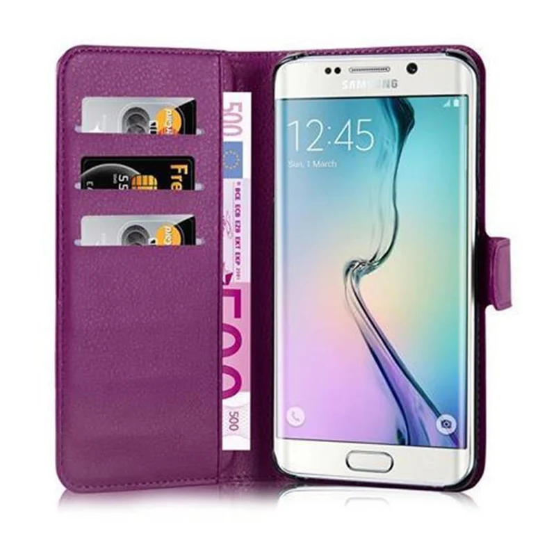 Cadorabo Hülle kompatibel mit Samsung Galaxy S6 EDGE Schutzhülle mit Magnetverschluss, Standfunktion und Kartenfach