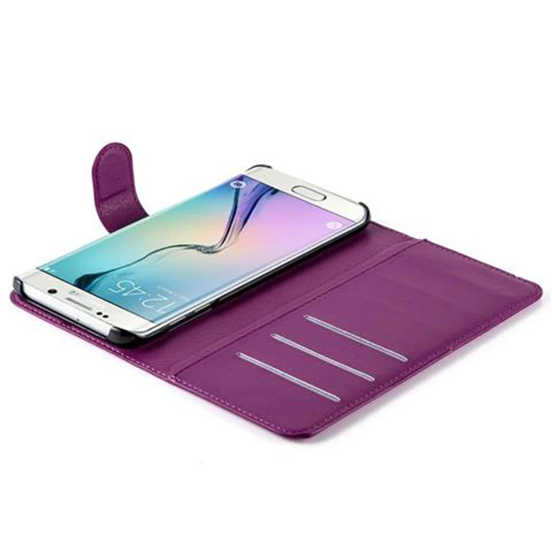 Cadorabo Hülle kompatibel mit Samsung Galaxy S6 EDGE Schutzhülle mit Magnetverschluss, Standfunktion und Kartenfach