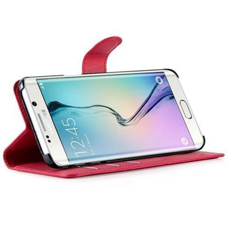 Cadorabo Hülle kompatibel mit Samsung Galaxy S6 EDGE Schutzhülle mit Magnetverschluss, Standfunktion und Kartenfach