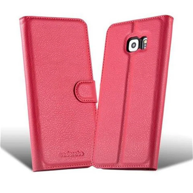 Cadorabo Hülle kompatibel mit Samsung Galaxy S6 EDGE Schutzhülle mit Magnetverschluss, Standfunktion und Kartenfach